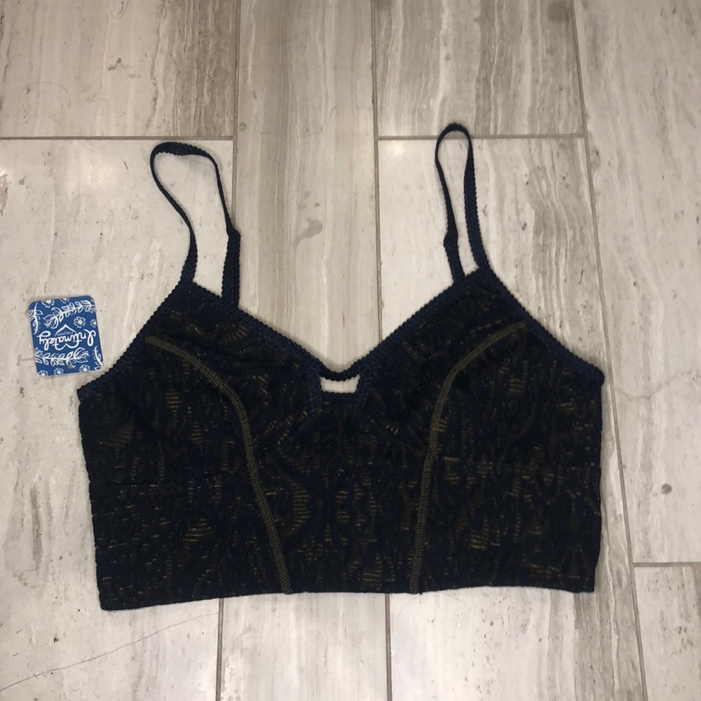 Free People olive/navy Bralette
